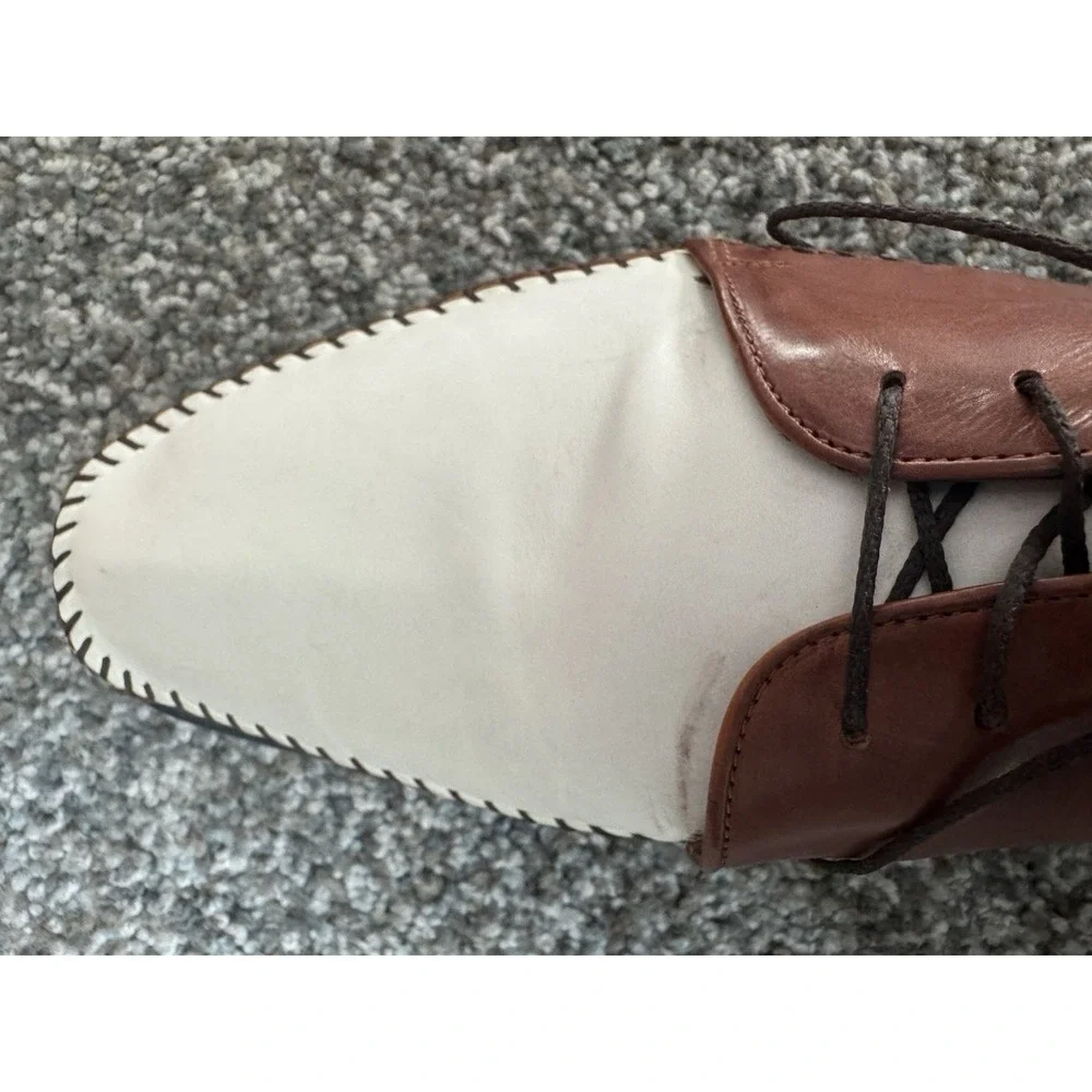 Lorenzo Banfi Made In Italy 2 Toned Leather Lace Up Loafer 11M W/ Box And Shaper